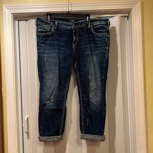 Silver jean capris